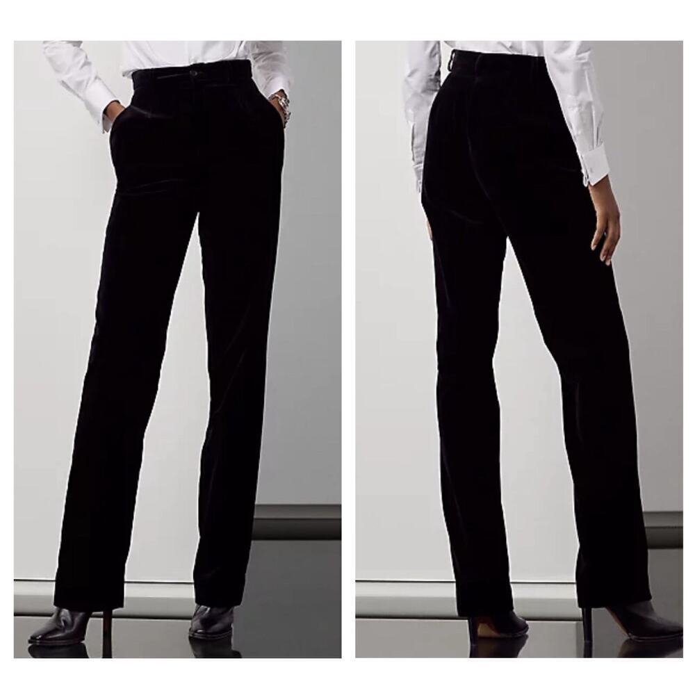 Ralph Lauren Collection Purple Label Black Velvet Pants 8 Slim High Rise Cotton